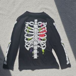 Skeleton Print Kids Long Sleeve Shirt